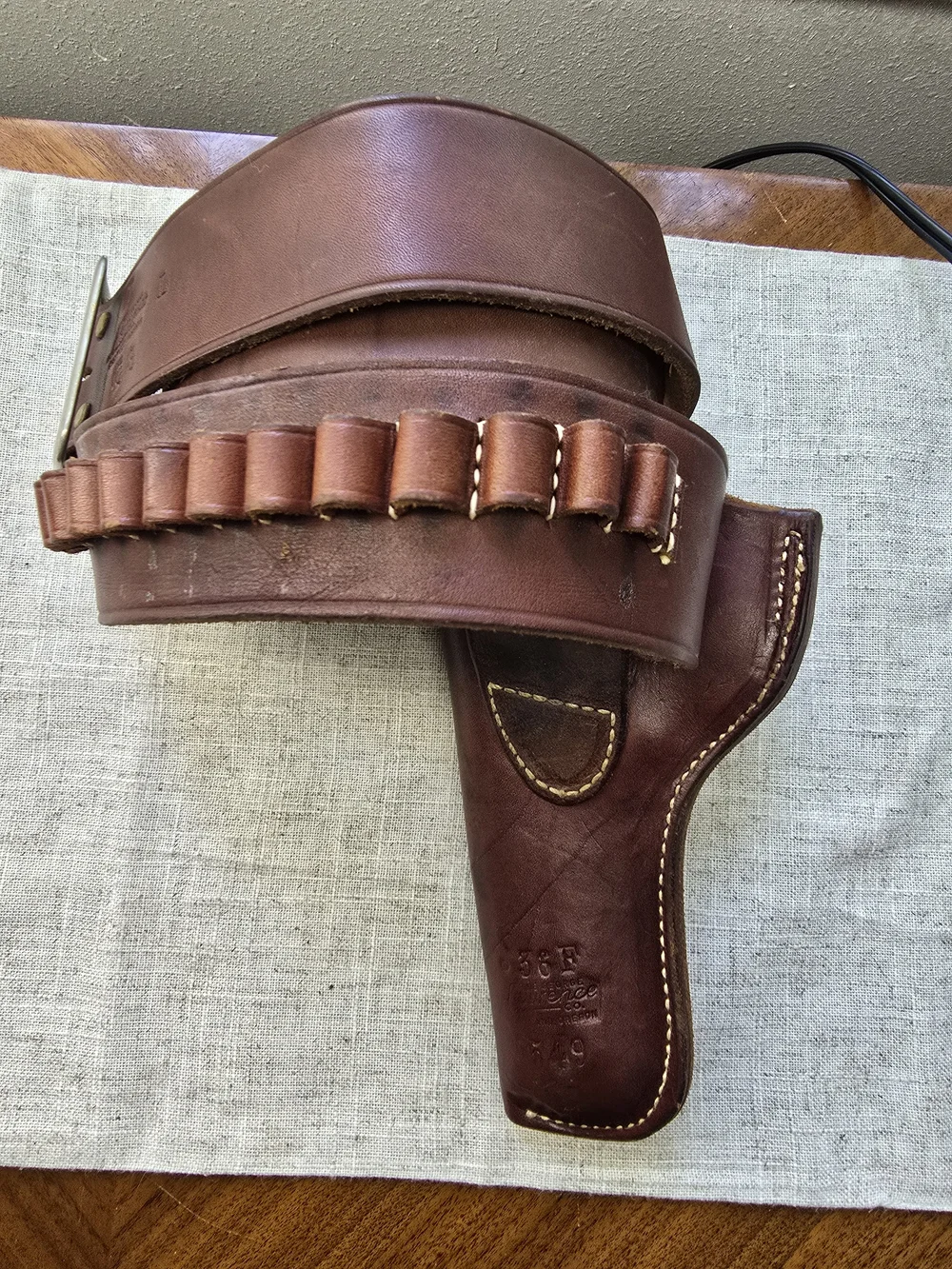 Vintage The George Co. Hand-Carved Floral Leather Holster & Cartridge Belt